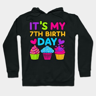 7 Years Old Rainbow Girls 7Th Birthday For Girls Kids Hoodie